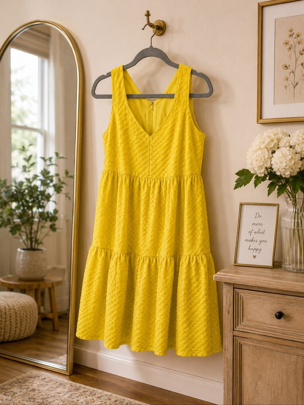 Ces Femme Vibrant Yellow Textured Dress